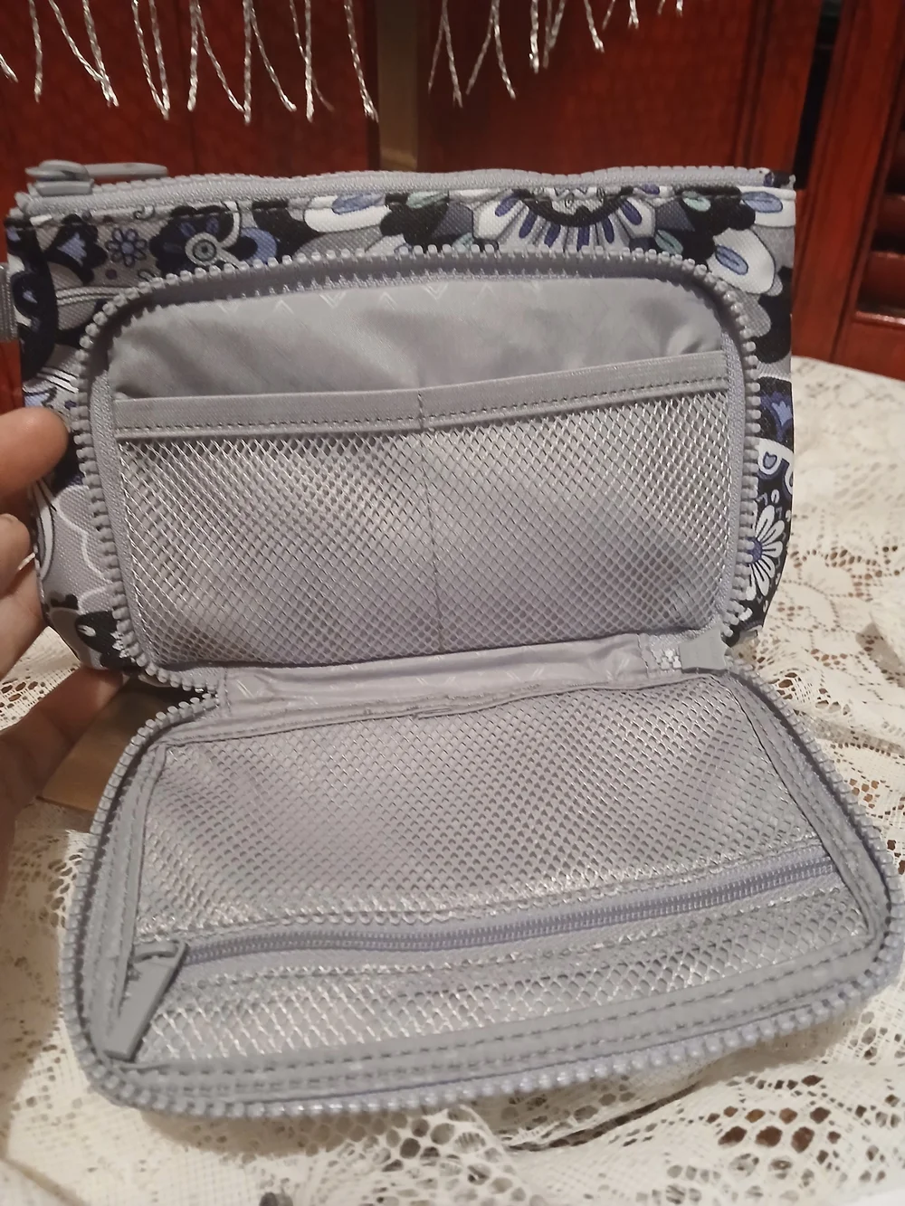 Vera Bradley Gray & Lavender Floral Cosmetic Bag